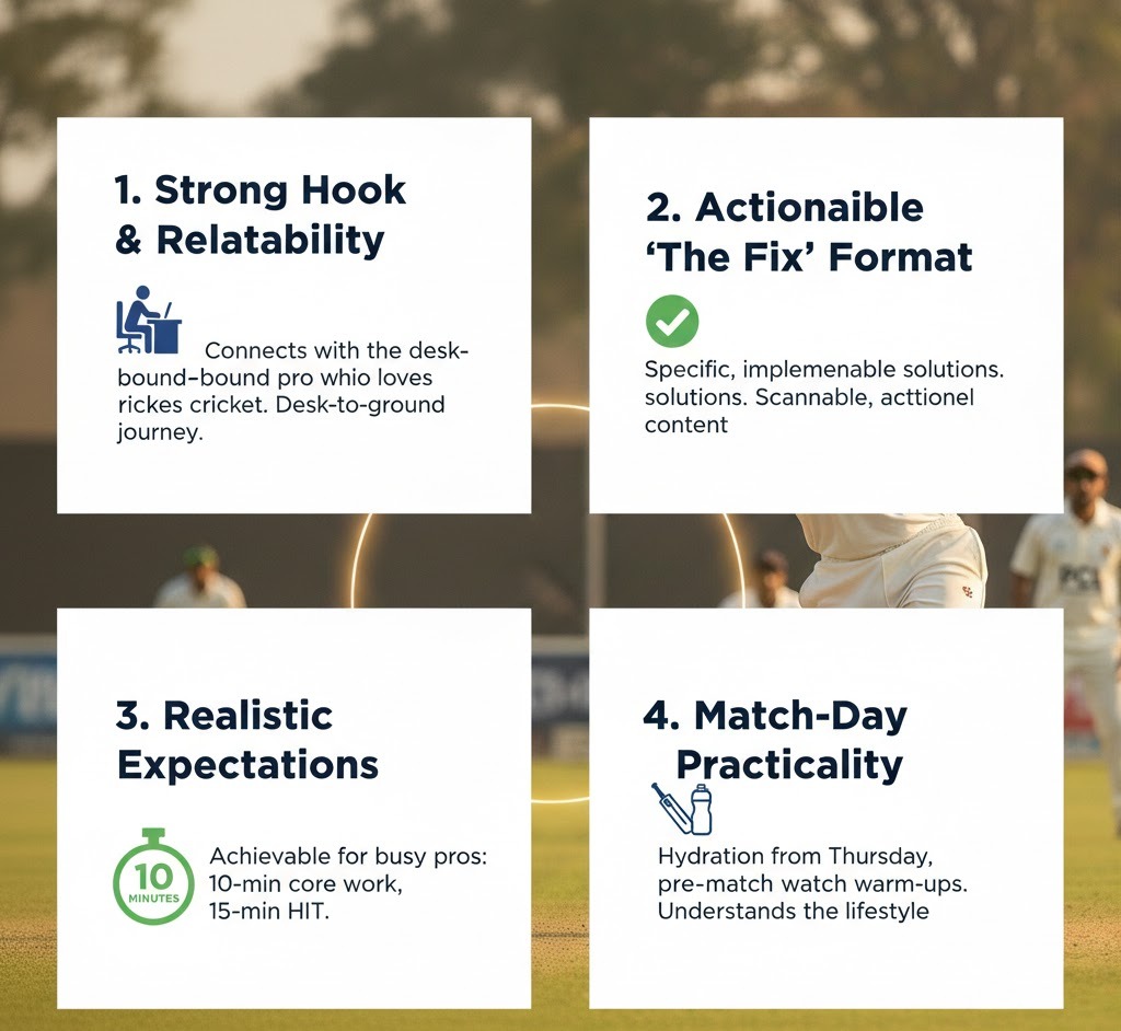 Corporate professional playing cricket - Fitness tips for weekend players